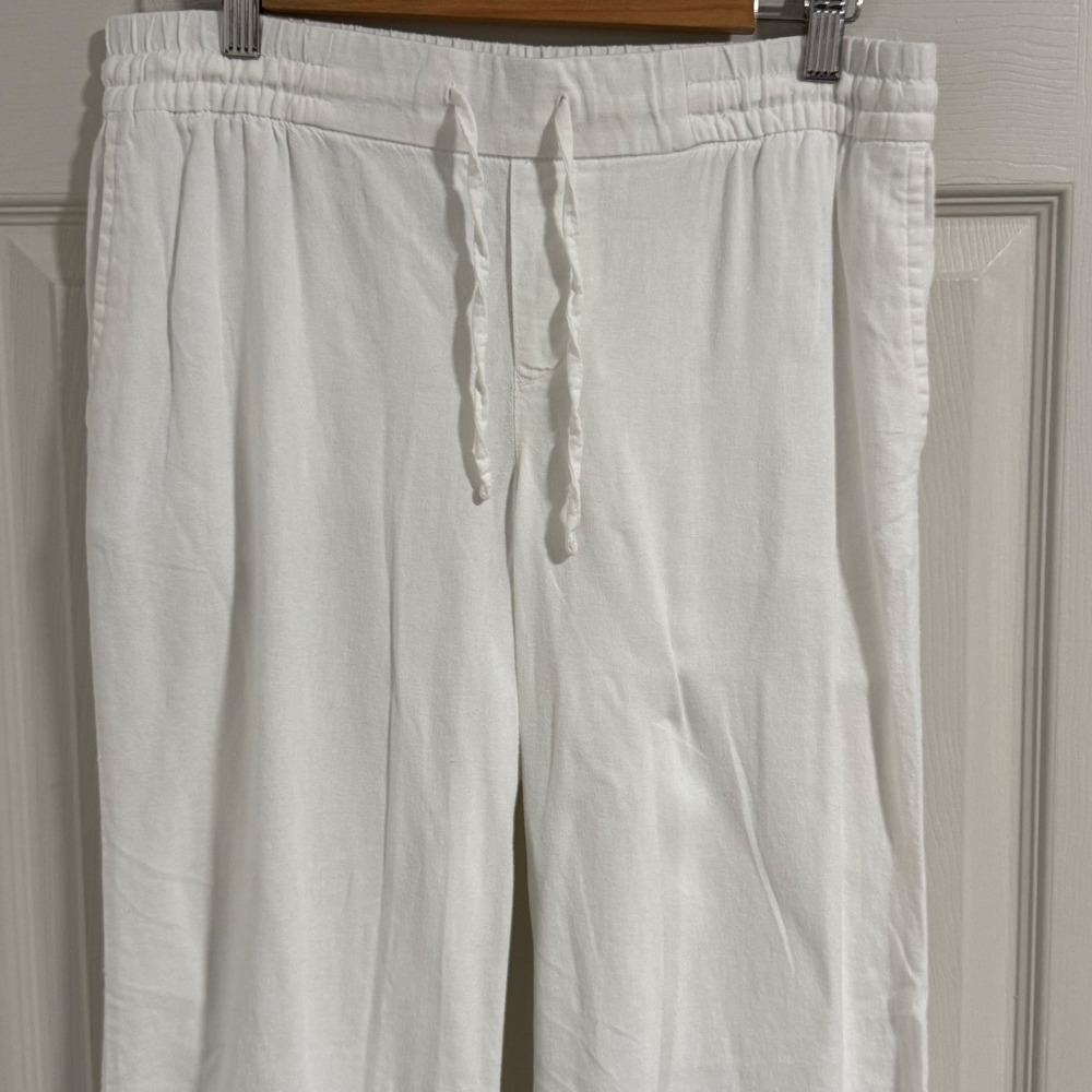 Old Navy Wide Leg Linen Pants Womens Small White Coastal Grandma‎ Elevated Basic - Picture 3 of 13